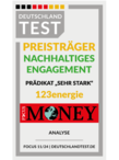 123energie Focus Money Preisträger Nachhaltiges Engagement Prädikat "sehr stark" (11/24)